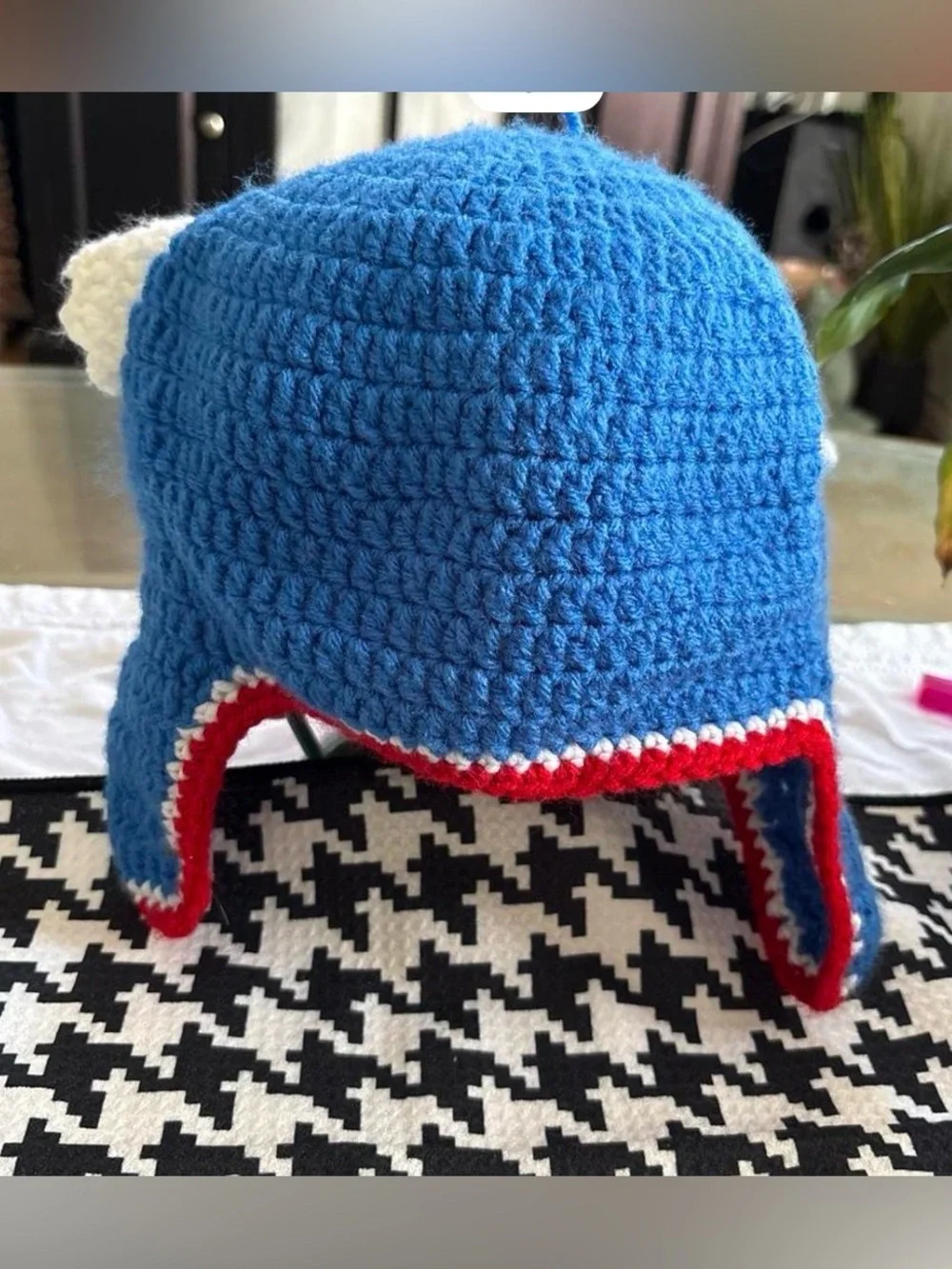 Kids Blue Red White Star Crochet Beanie Hat
